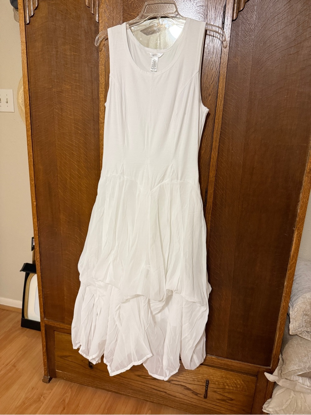 Kaktus White Sleeveless Dress Tier Skirt, S, NWOT
